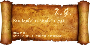 Kustyán Györgyi névjegykártya